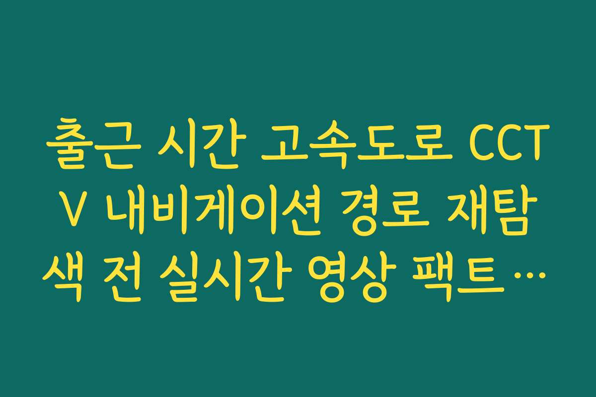 출근 시간 고속도로 CCTV 내비게이션 경로 재탐색 전 실시간 영상 팩트 체크