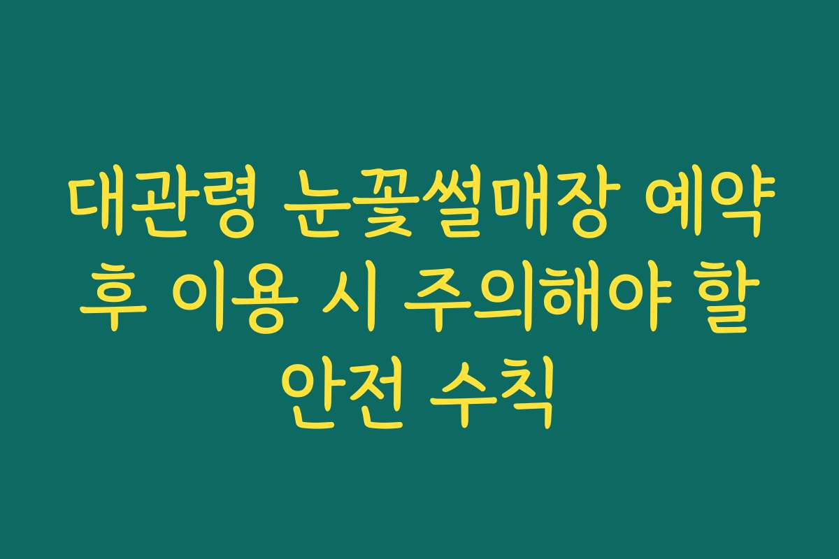 대관령 눈꽃썰매장 예약 후 이용 시 주의해야 할 안전 수칙