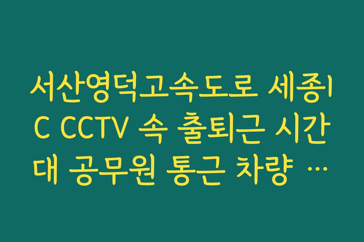 서산영덕고속도로 세종IC CCTV 속 출퇴근 시간대 공무원 통근 차량 정체 실시간 CCTV 확인