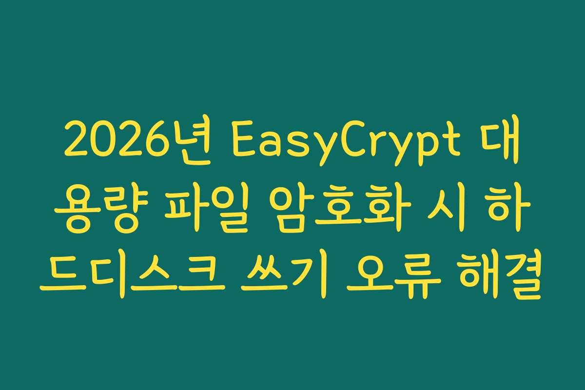 2026년 EasyCrypt 대용량 파일 암호화 시 하드디스크 쓰기 오류 해결 2026년 EasyCrypt 대용량 파일 암호화 시 하드디스크 쓰기 오류 해결
