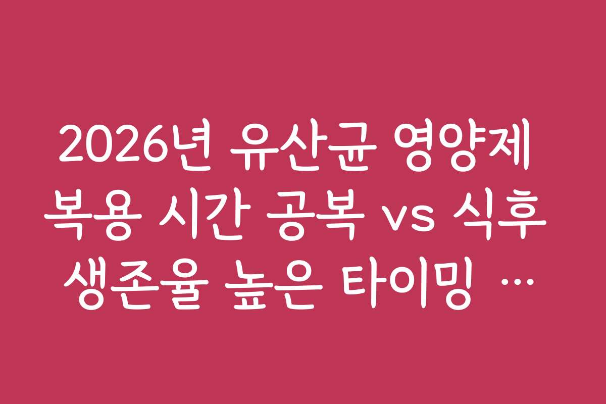 2026년 유산균 영양제 복용 시간 공복 vs 식후 생존율 높은 타이밍 팩트