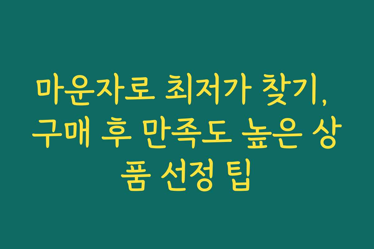 마운자로 최저가 찾기, 구매 후 만족도 높은 상품 선정 팁