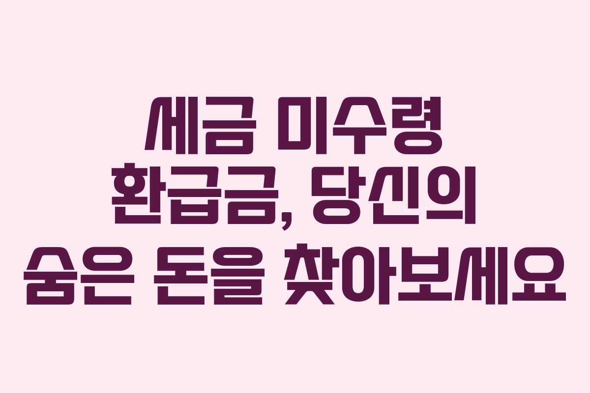 세금 미수령 환급금, 당신의 숨은 돈을 찾아보세요