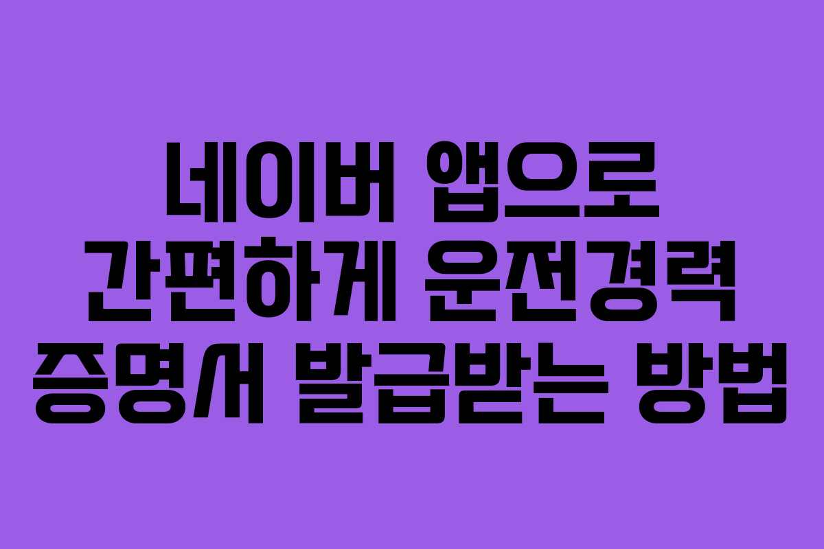 네이버 앱으로 간편하게 운전경력 증명서 발급받는 방법 네이버 앱으로 간편하게 운전경력 증명서 발급받는 방법