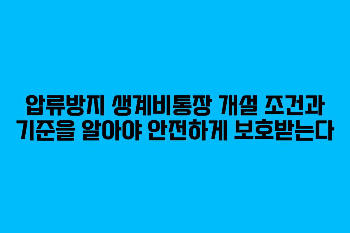 압류방지 생계비통장 개설 조건과 기준을 알아야 안전하게 보호받는다