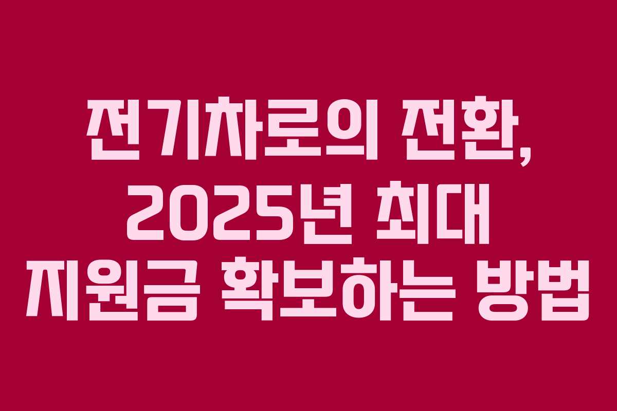 전기차로의 전환, 2025년 최대 지원금 확보하는 방법