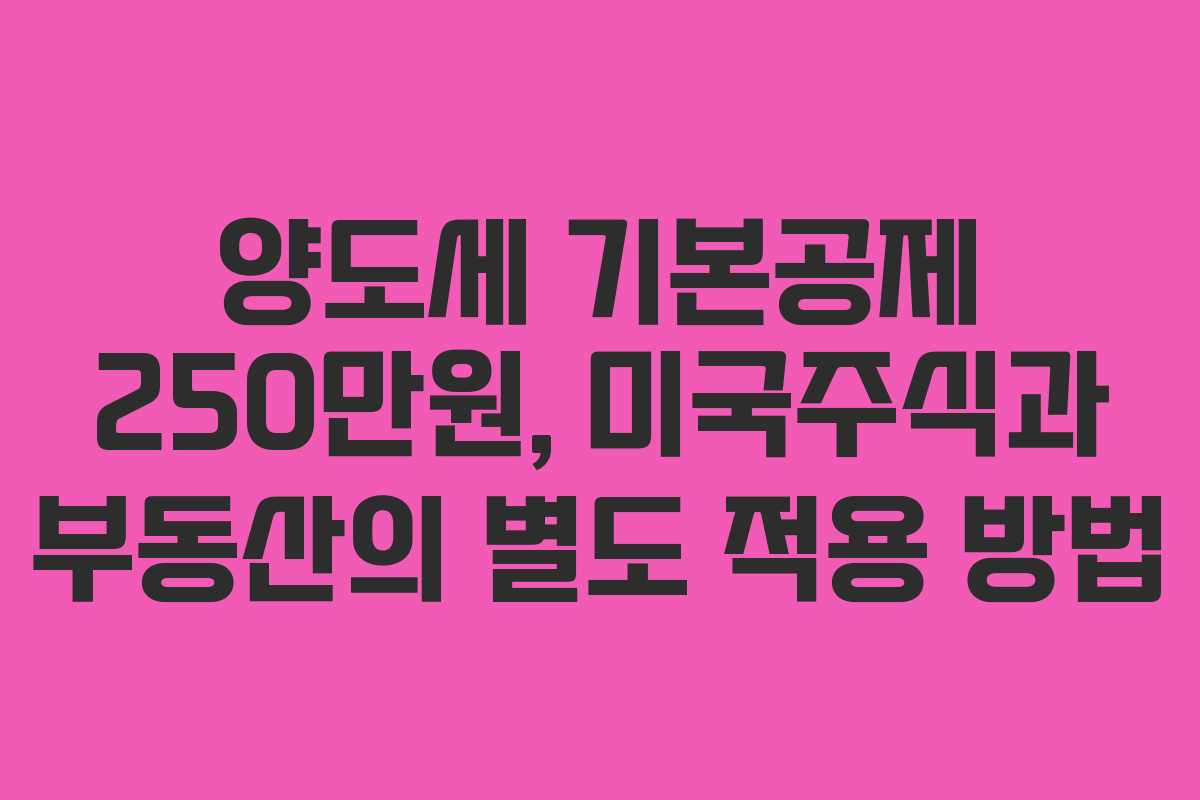 양도세 기본공제 250만원, 미국주식과 부동산의 별도 적용 방법