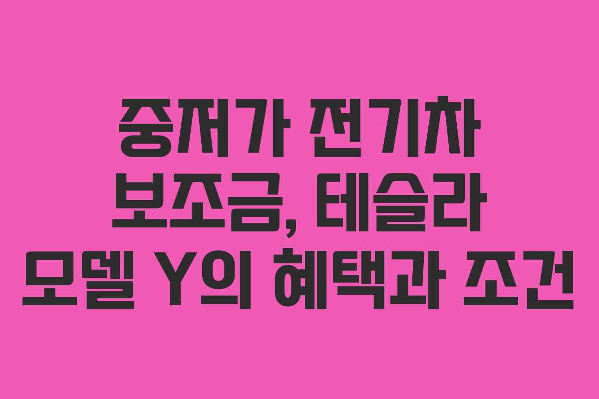 중저가 전기차 보조금, 테슬라 모델 Y의 혜택과 조건