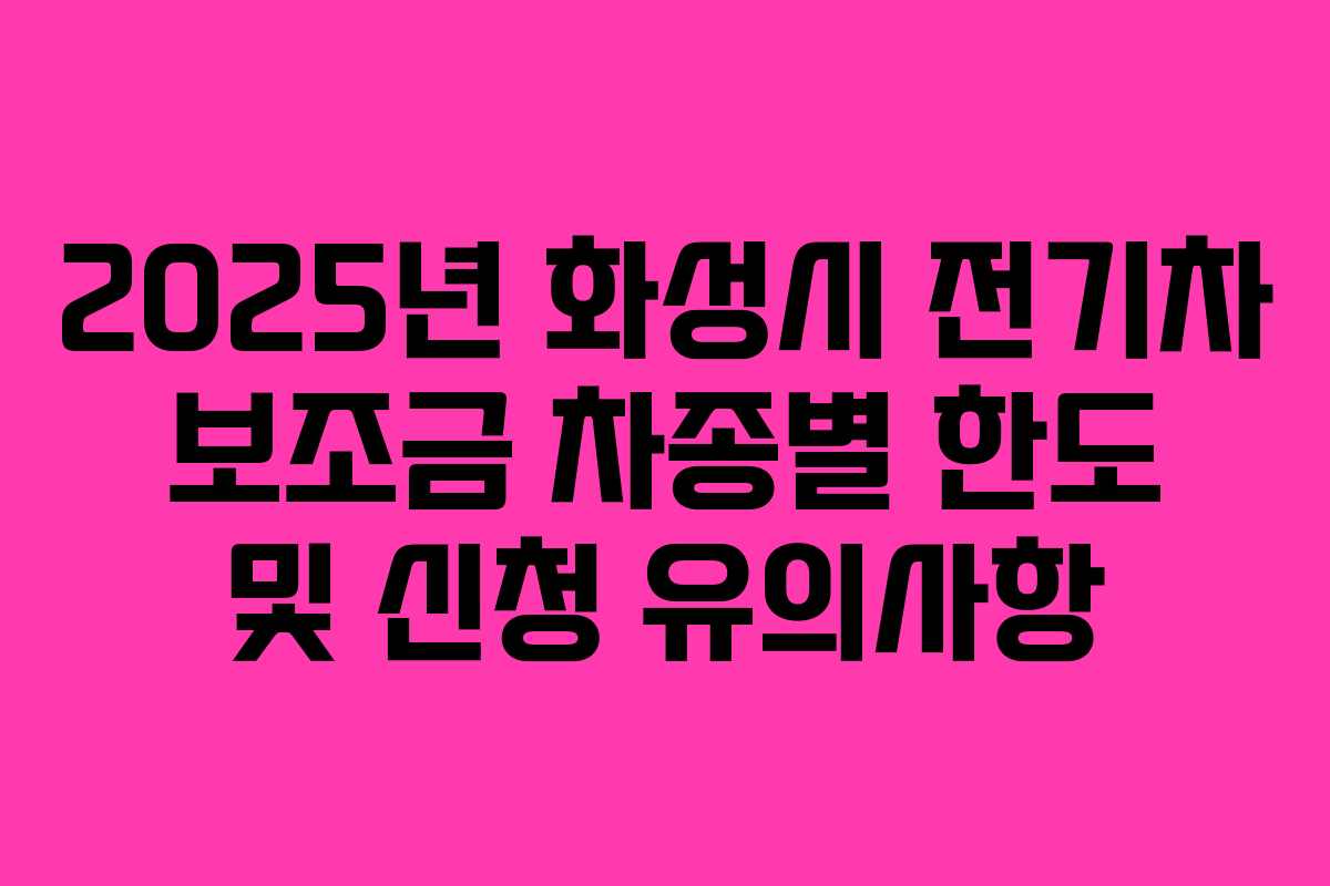 2025년 화성시 전기차 보조금 차종별 한도 및 신청 유의사항