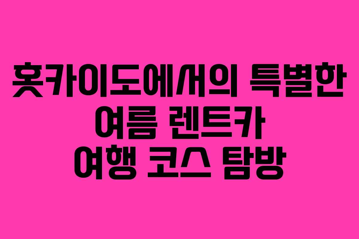 홋카이도에서의 특별한 여름 렌트카 여행 코스 탐방