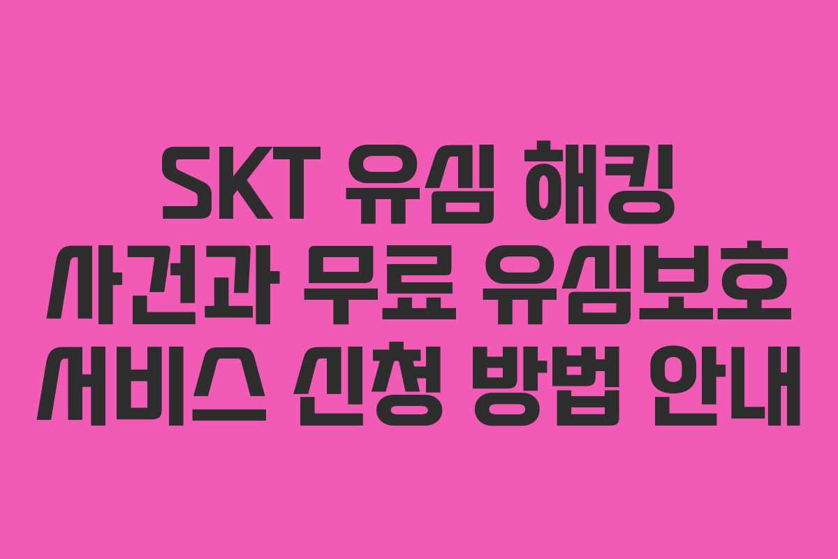 SKT 유심 해킹 사건과 무료 유심보호 서비스 신청 방법 안내
