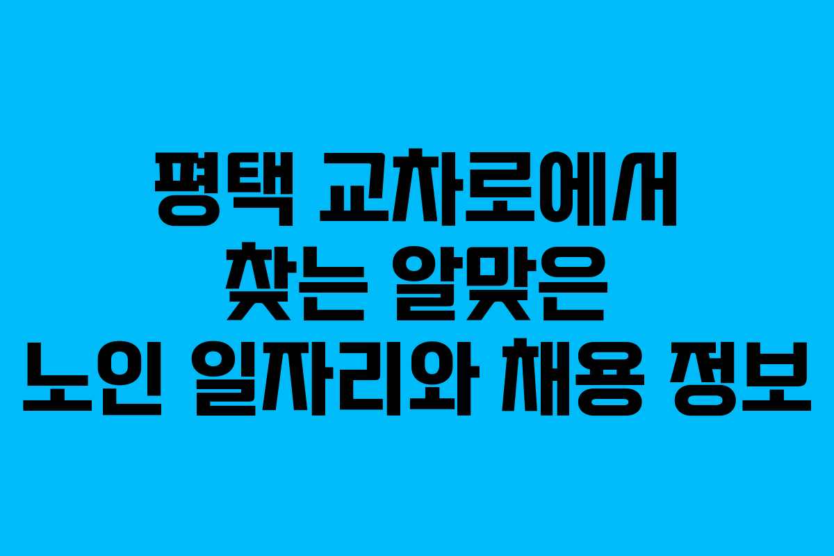평택 교차로에서 찾는 알맞은 노인 일자리와 채용 정보