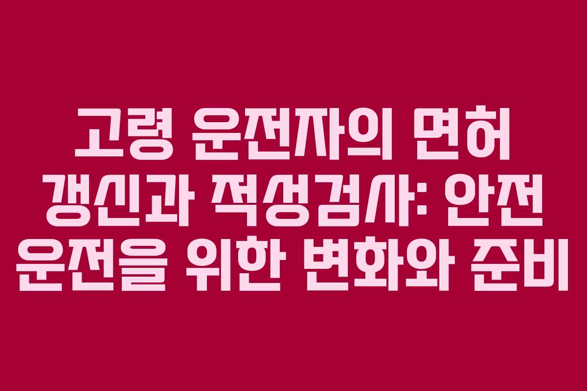 고령 운전자의 면허 갱신과 적성검사: 안전 운전을 위한 변화와 준비