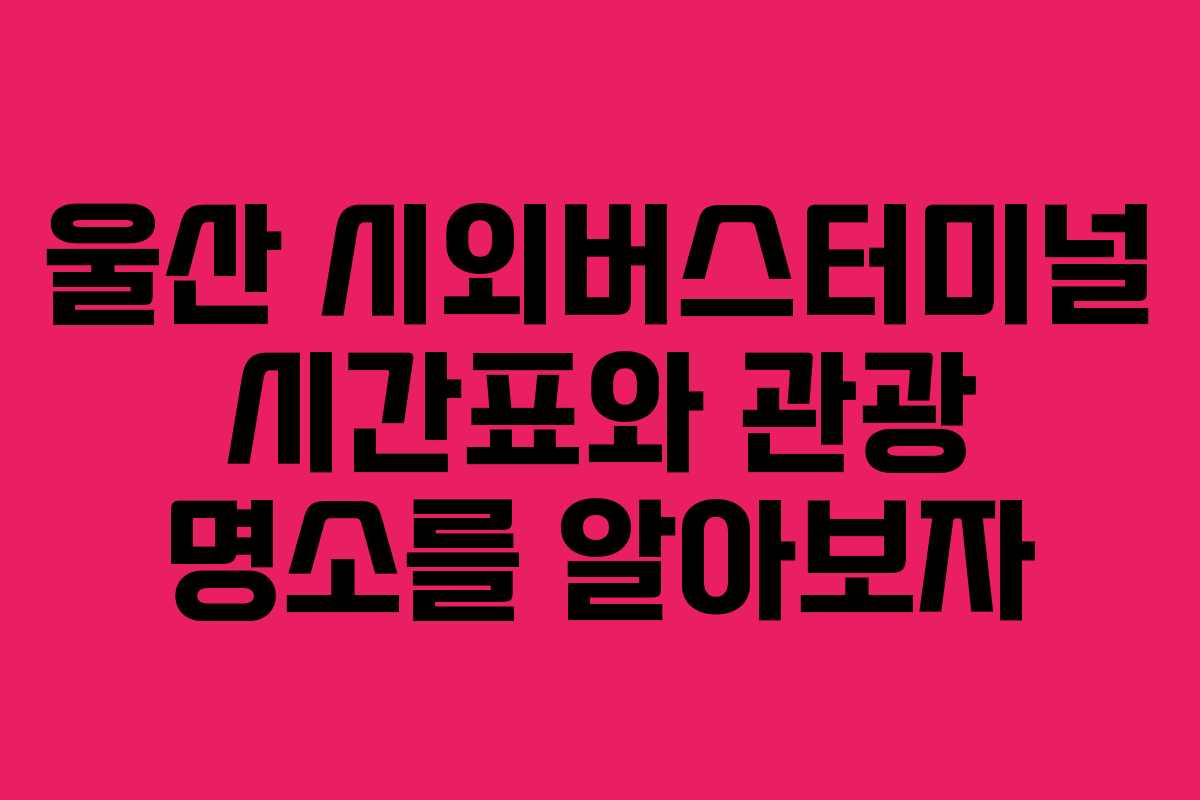 울산 시외버스터미널 시간표와 관광 명소를 알아보자 울산 시외버스터미널 시간표와 관광 명소를 알아보자