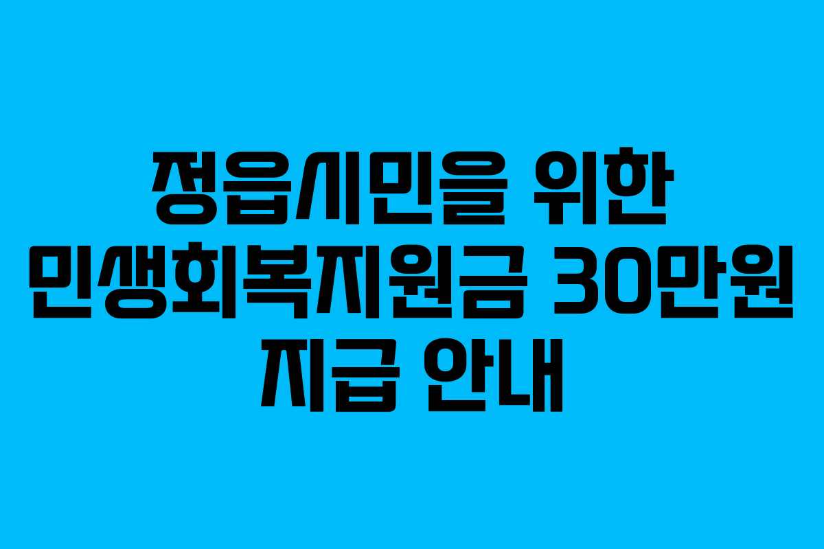 정읍시민을 위한 민생회복지원금 30만원 지급 안내