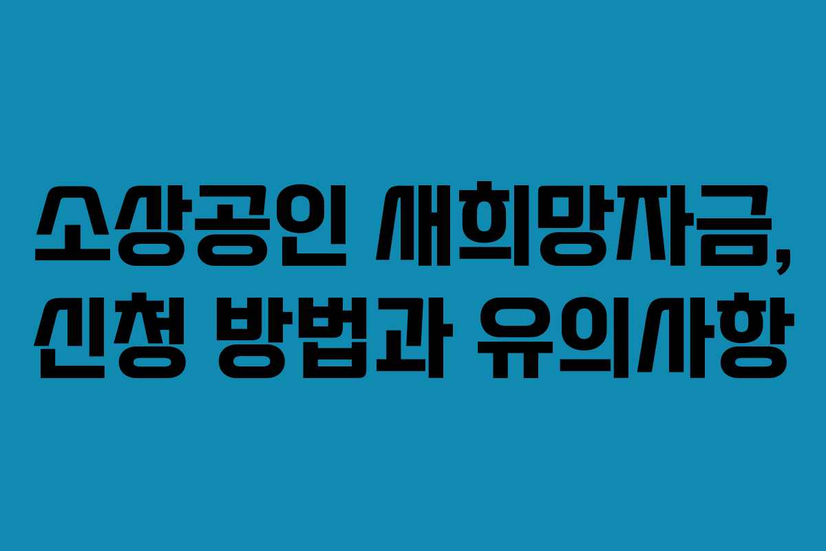 소상공인 새희망자금, 신청 방법과 유의사항
