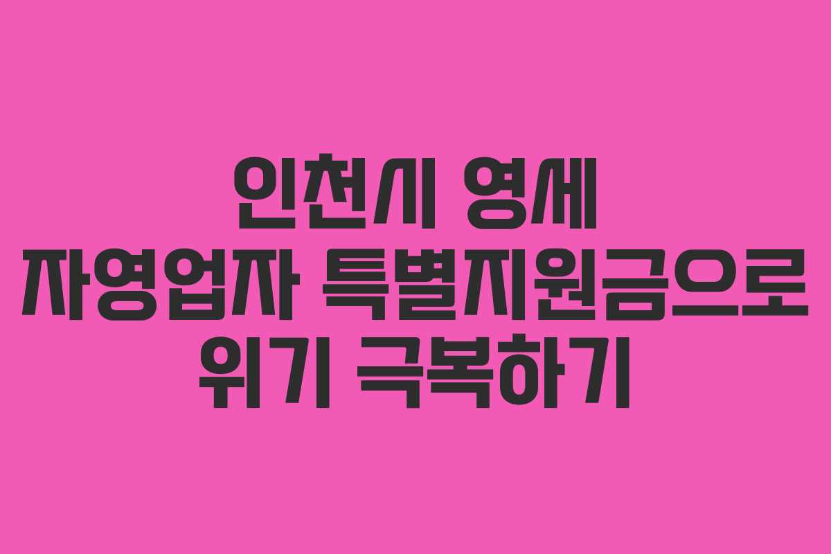 인천시 영세 자영업자 특별지원금으로 위기 극복하기