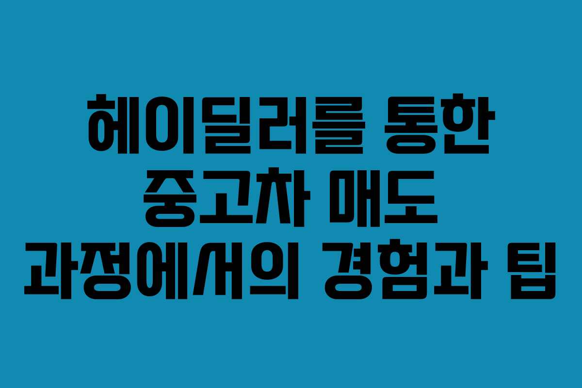 헤이딜러를 통한 중고차 매도 과정에서의 경험과 팁