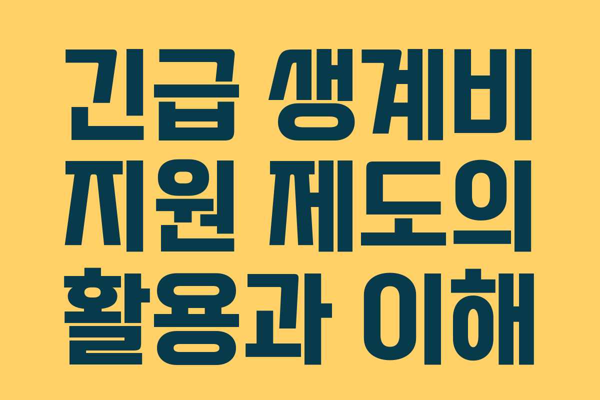 긴급 생계비 지원 제도의 활용과 이해 긴급 생계비 지원 제도의 활용과 이해