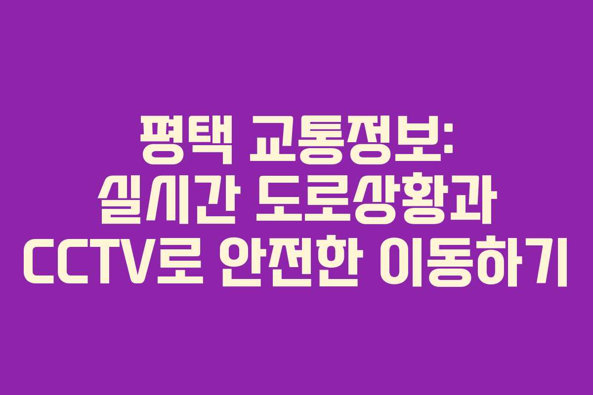 평택 교통정보: 실시간 도로상황과 CCTV로 안전한 이동하기 평택 교통정보: 실시간 도로상황과 CCTV로 안전한 이동하기