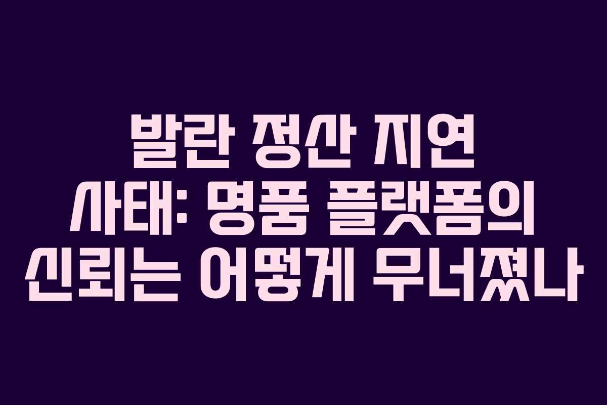 발란 정산 지연 사태: 명품 플랫폼의 신뢰는 어떻게 무너졌나