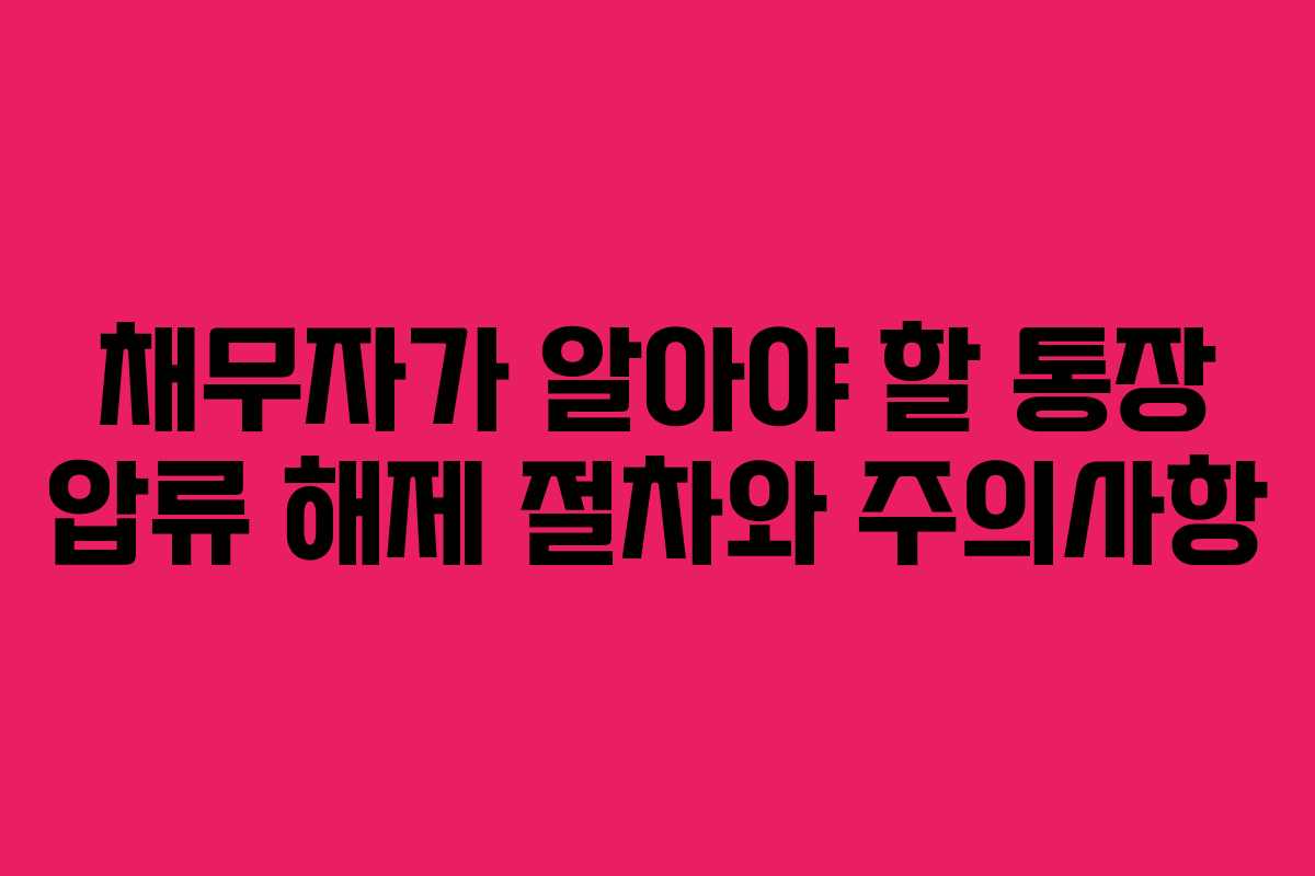 채무자가 알아야 할 통장 압류 해제 절차와 주의사항