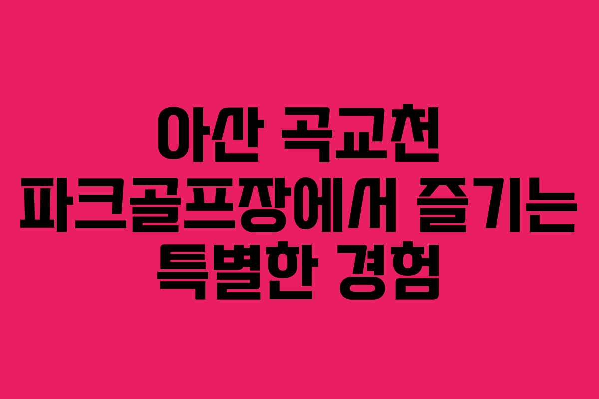 아산 곡교천 파크골프장에서 즐기는 특별한 경험 아산 곡교천 파크골프장에서 즐기는 특별한 경험