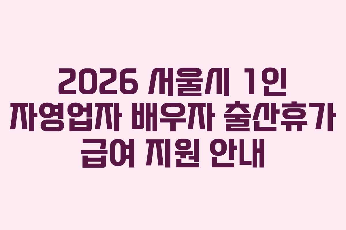2026 서울시 1인 자영업자 배우자 출산휴가 급여 지원 안내 2026 서울시 1인 자영업자 배우자 출산휴가 급여 지원 안내