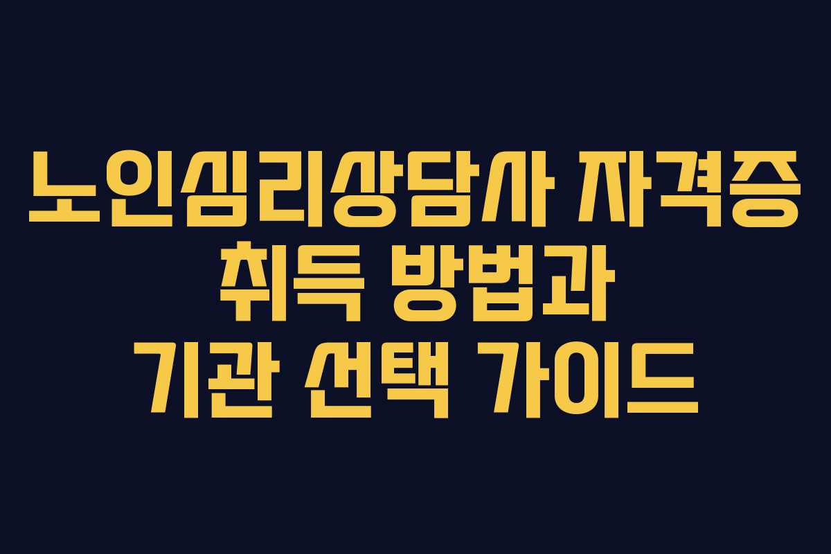 노인심리상담사 자격증 취득 방법과 기관 선택 가이드 노인심리상담사 자격증 취득 방법과 기관 선택 가이드