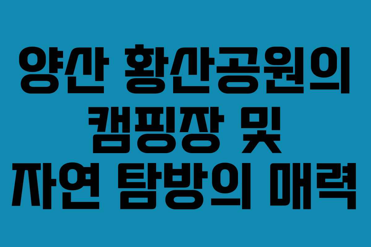 양산 황산공원의 캠핑장 및 자연 탐방의 매력