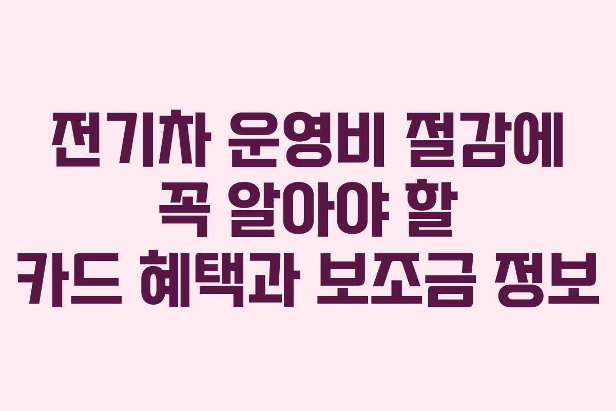 전기차 운영비 절감에 꼭 알아야 할 카드 혜택과 보조금 정보 전기차 운영비 절감에 꼭 알아야 할 카드 혜택과 보조금 정보