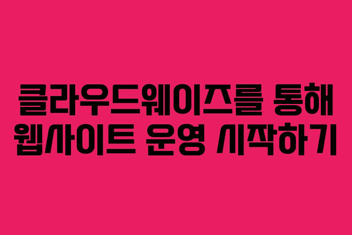 클라우드웨이즈를 통해 웹사이트 운영 시작하기 클라우드웨이즈를 통해 웹사이트 운영 시작하기