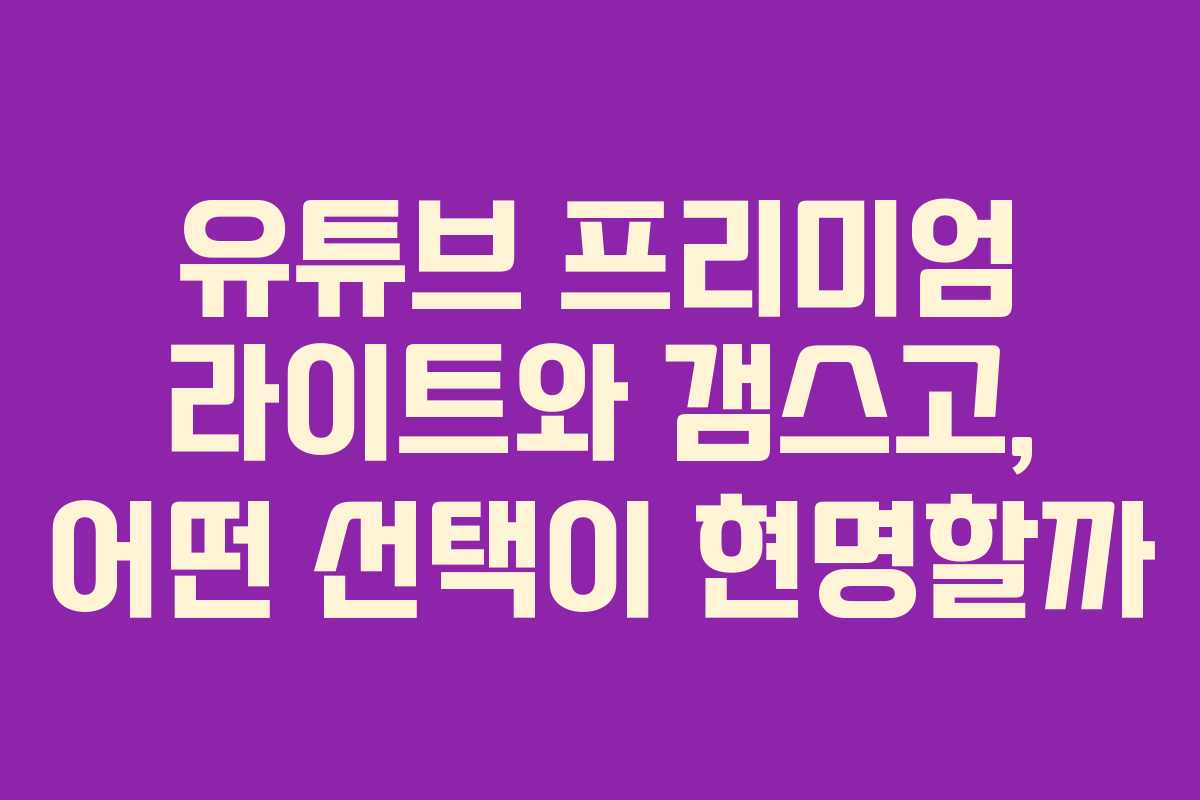 유튜브 프리미엄 라이트와 갬스고, 어떤 선택이 현명할까 유튜브 프리미엄 라이트와 갬스고, 어떤 선택이 현명할까