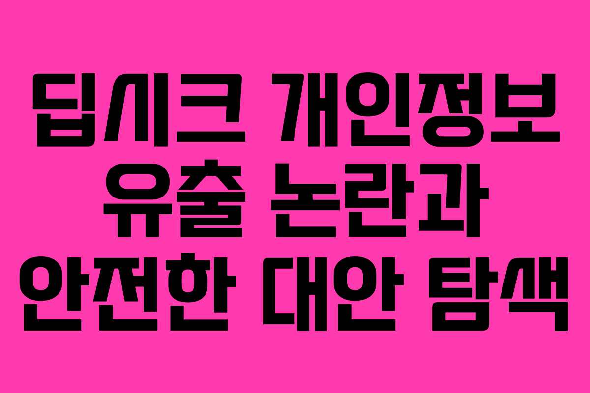 딥시크 개인정보 유출 논란과 안전한 대안 탐색 딥시크 개인정보 유출 논란과 안전한 대안 탐색