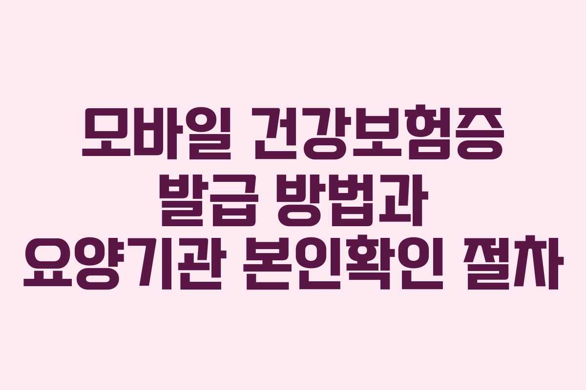 모바일 건강보험증 발급 방법과 요양기관 본인확인 절차 모바일 건강보험증 발급 방법과 요양기관 본인확인 절차