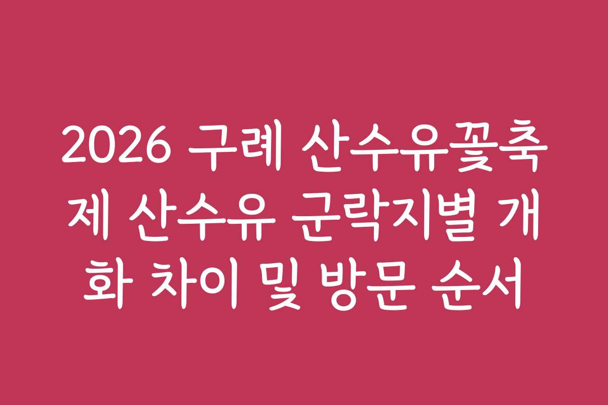 2026 구례 산수유꽃축제 산수유 군락지별 개화 차이 및 방문 순서