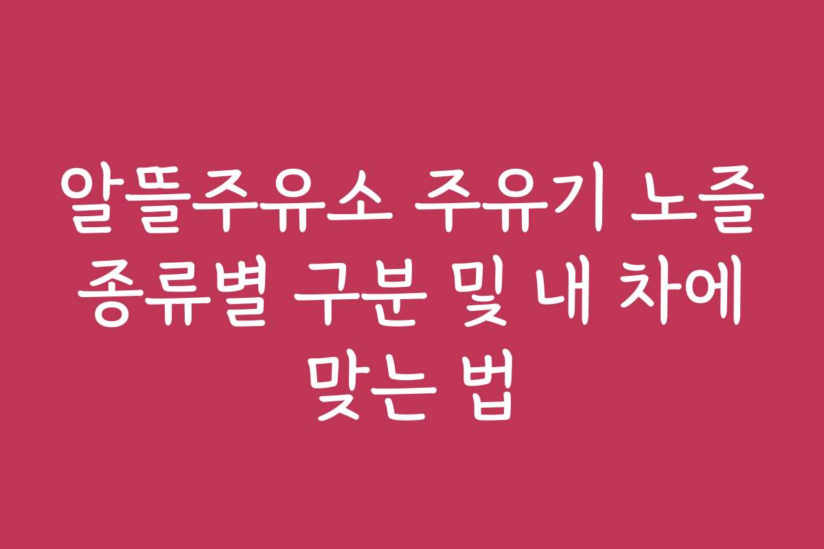 알뜰주유소 주유기 노즐 종류별 구분 및 내 차에 맞는 법