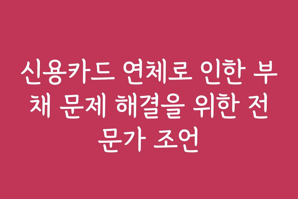 신용카드 연체로 인한 부채 문제 해결을 위한 전문가 조언
