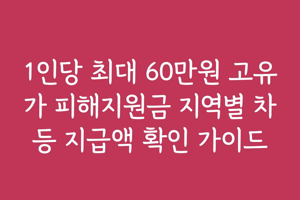 1인당 최대 60만원 고유가 피해지원금 지역별 차등 지급액 확인 가이드