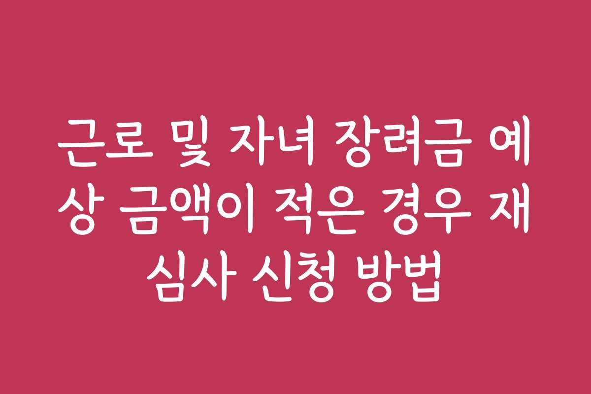 근로 및 자녀 장려금 예상 금액이 적은 경우 재심사 신청 방법