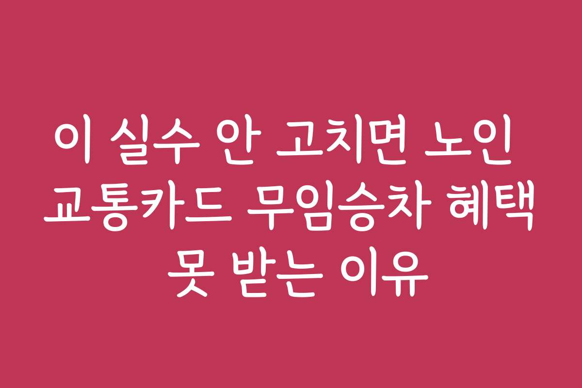 이 실수 안 고치면 노인 교통카드 무임승차 혜택 못 받는 이유