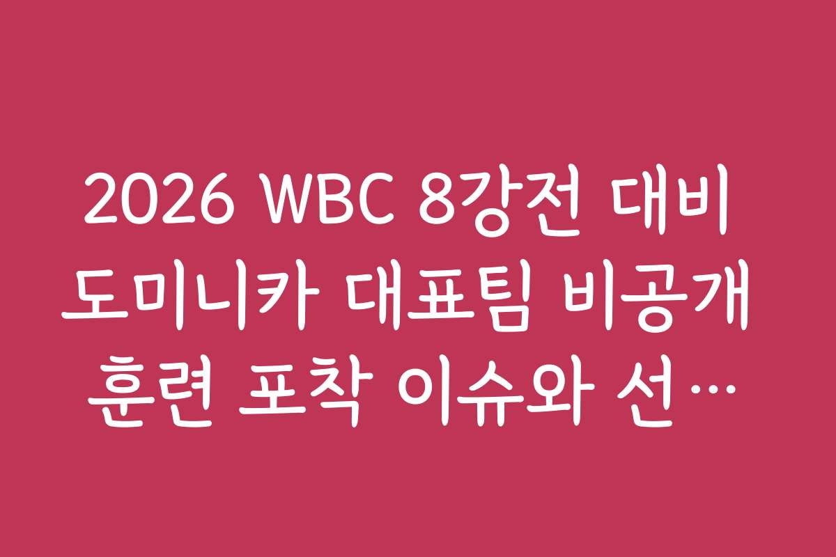2026 WBC 8강전 대비 도미니카 대표팀 비공개 훈련 포착 이슈와 선수단 컨디션