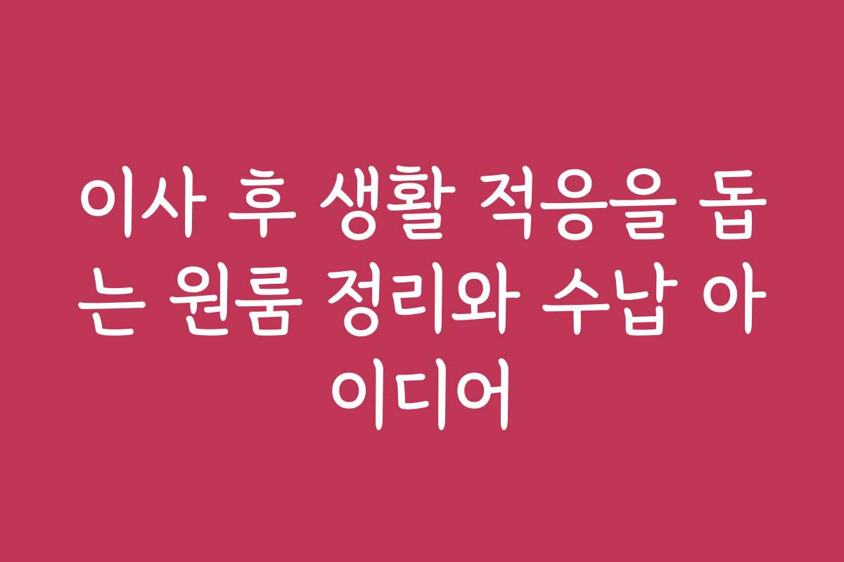 이사 후 생활 적응을 돕는 원룸 정리와 수납 아이디어