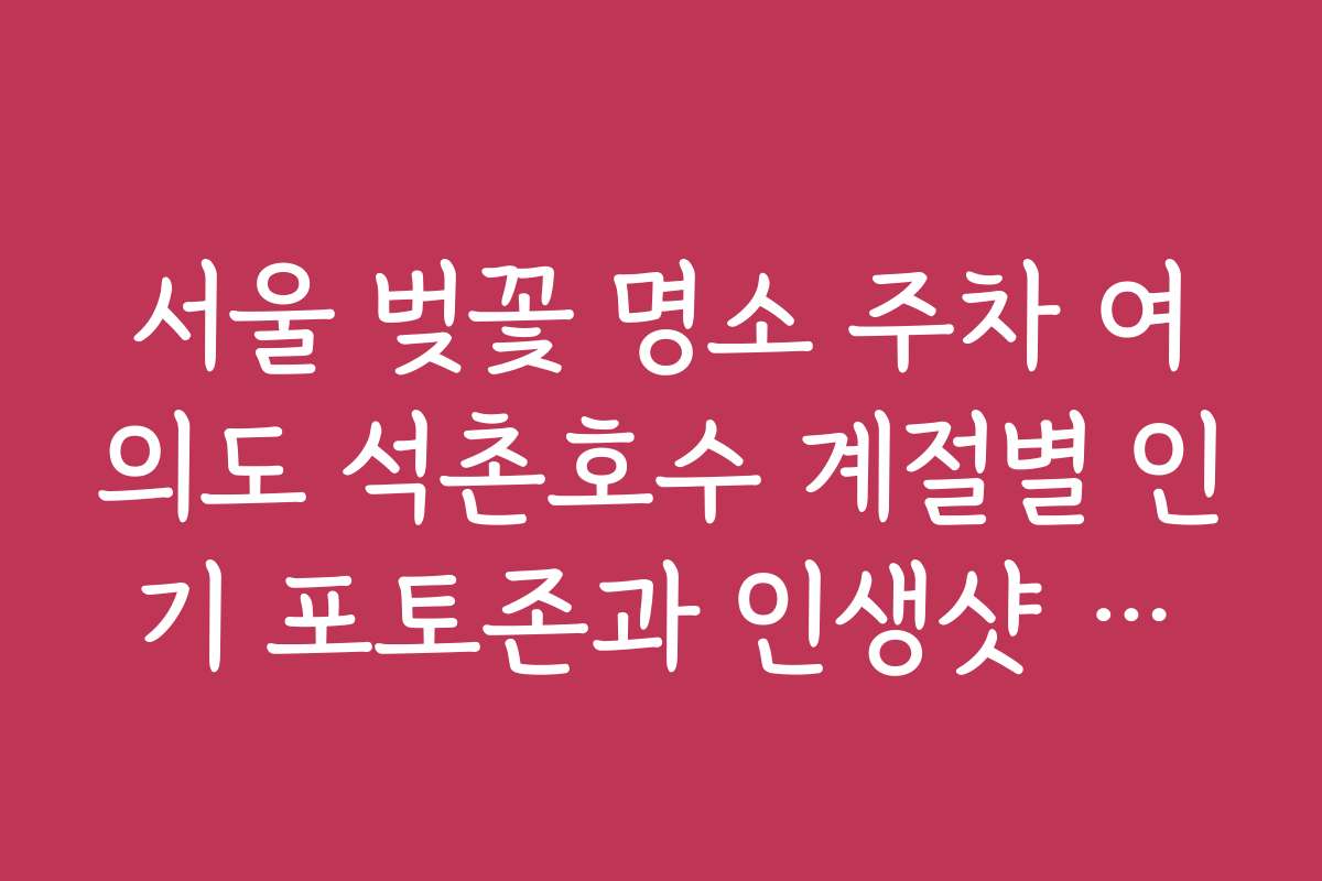 서울 벚꽃 명소 주차 여의도 석촌호수 계절별 인기 포토존과 인생샷 스팟 서울 벚꽃 명소 주차 여의도 석촌호수 계절별 인기 포토존과 인생샷 스팟