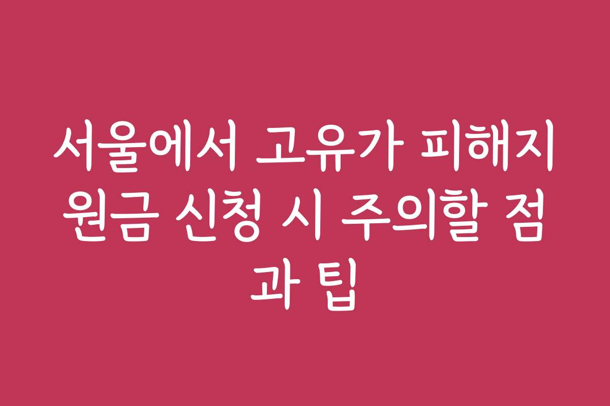 서울에서 고유가 피해지원금 신청 시 주의할 점과 팁