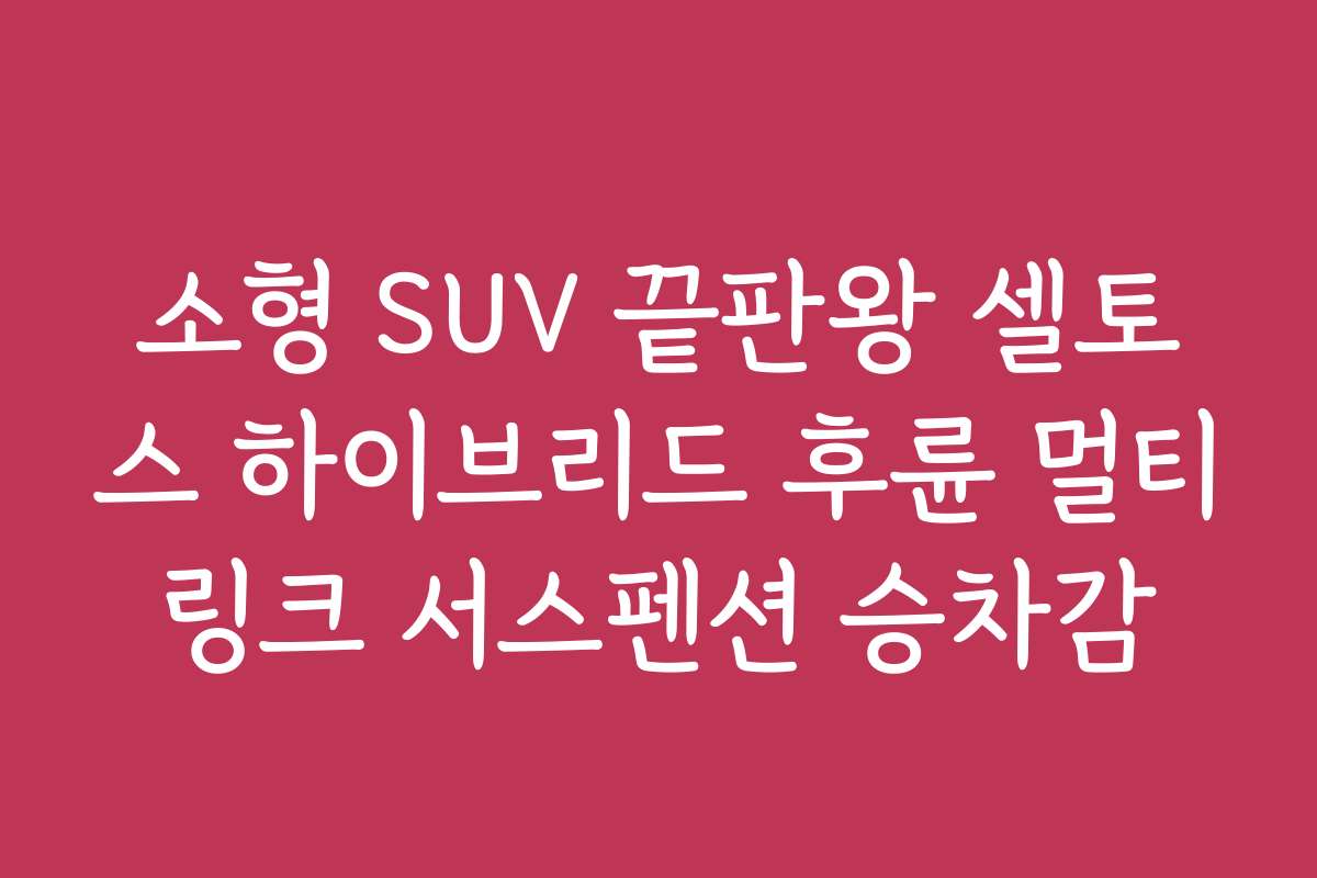 소형 SUV 끝판왕 셀토스 하이브리드 후륜 멀티링크 서스펜션 승차감 소형 SUV 끝판왕 셀토스 하이브리드 후륜 멀티링크 서스펜션 승차감