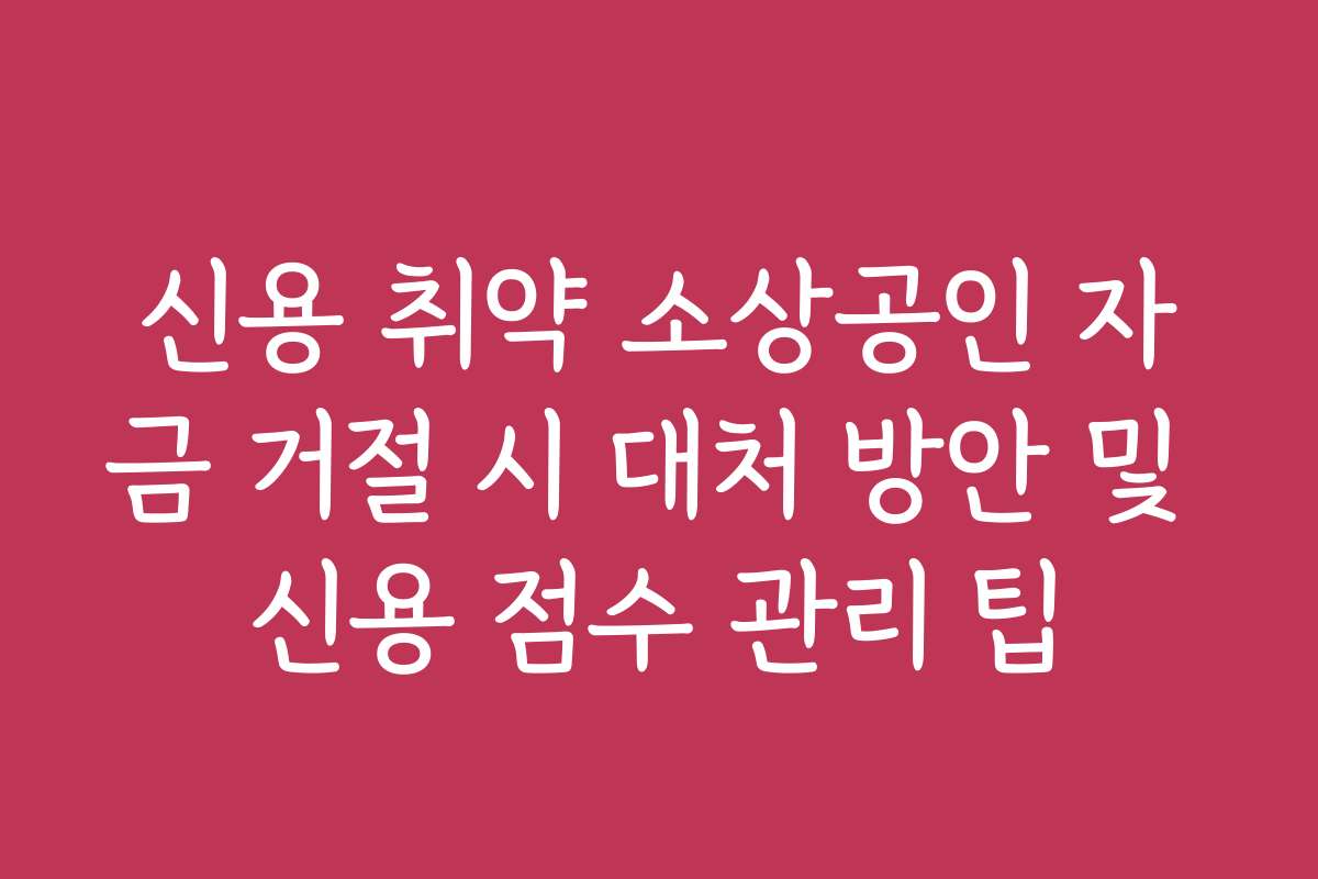 신용 취약 소상공인 자금 거절 시 대처 방안 및 신용 점수 관리 팁 신용 취약 소상공인 자금 거절 시 대처 방안 및 신용 점수 관리 팁