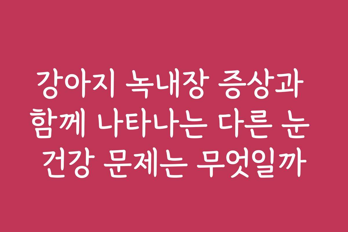 강아지 녹내장 증상과 함께 나타나는 다른 눈 건강 문제는 무엇일까 강아지 녹내장 증상과 함께 나타나는 다른 눈 건강 문제는 무엇일까
