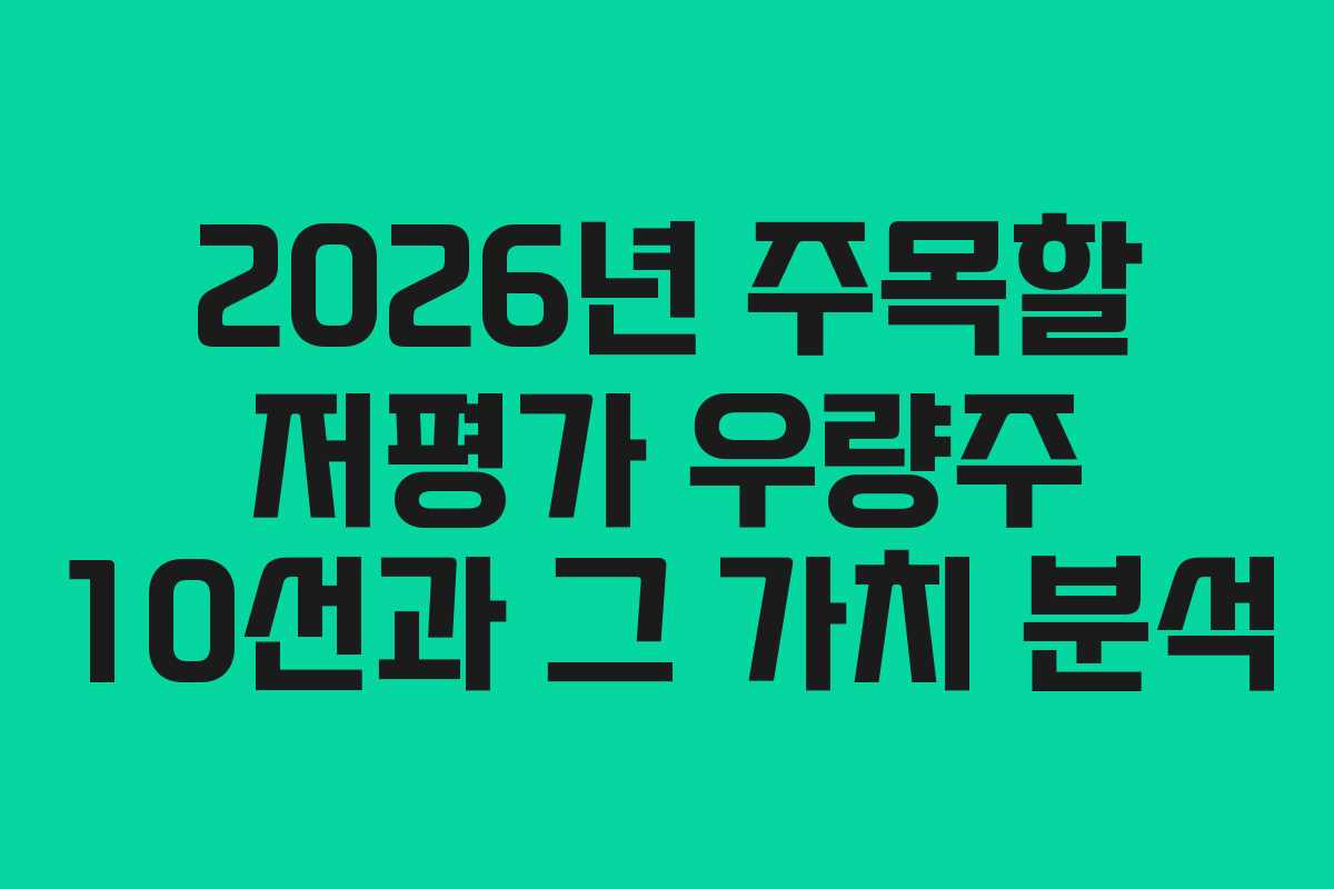 2026년 주목할 저평가 우량주 10선과 그 가치 분석 2026년 주목할 저평가 우량주 10선과 그 가치 분석