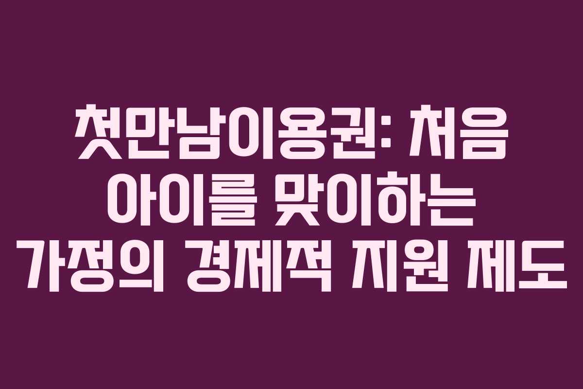 첫만남이용권: 처음 아이를 맞이하는 가정의 경제적 지원 제도